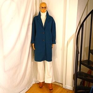 NWT Worthington Teal Blue Wool Blend Cape/Coat